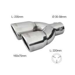 Terminale rotondo doppio inclinato disassato acciaio inox