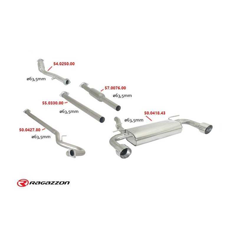 Posteriore inox sdoppiato con terminali rotondi 2 / 114 mm Sport Line Linea maggiorata diametro 63,5 mm&nbsp;