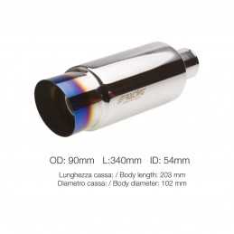 Marmitta rotonda id 51mm inclinata acciaio inox