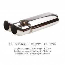 Marmitta rotonda id 51mm doppia DTM acciaio inox