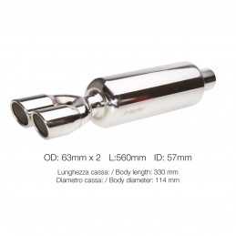 Marmitta rotonda id 57mm doppia acciaio inox