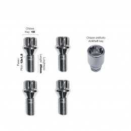 4 bulloni antifurto ch.17/19 12X1.5 l.25mm