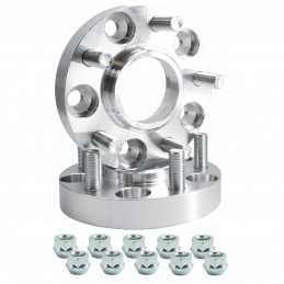 2 distanziali alluminio 25mm 5x120 con bulloneria mozzo 42,5