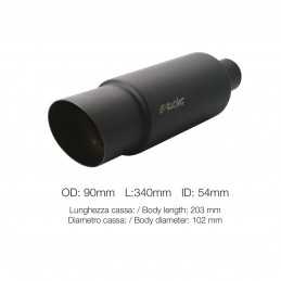 Marmitta rotonda id 51mm inclinata acciaio inox nero