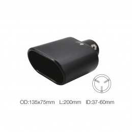 Terminale rettangolare id 63mm inclinato acciaio inox nero