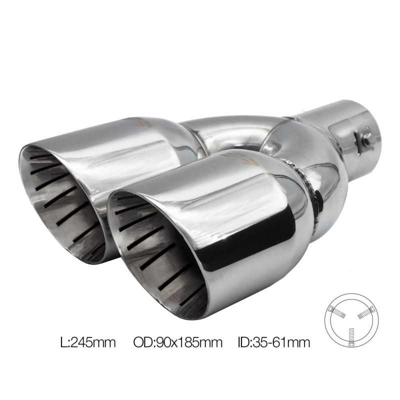 Terminale doppio id 60mm rotondo inclinato acciaio inox