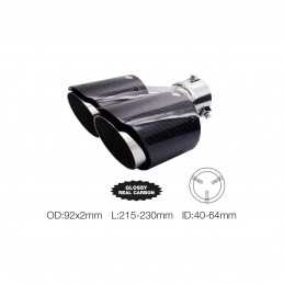 Terminale rotondo id 63mm doppio disassato carbonio e acciaio