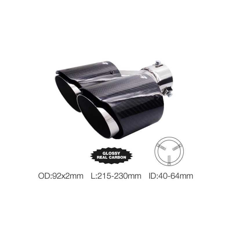Terminale rotondo id 63mm doppio disassato carbonio e acciaio