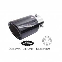 Terminale rotondo id 63mm inclinato carbonio uscita 89 mm