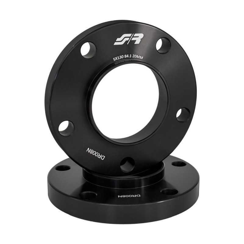 2 distanziali alluminio nero 20mm 5x130 centraggio 84,1