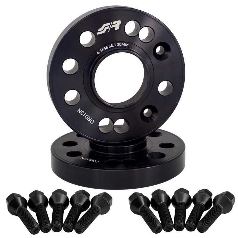 2 distanziali ruota neri 20mm 4/5x98 centraggio 58,1 con bull.