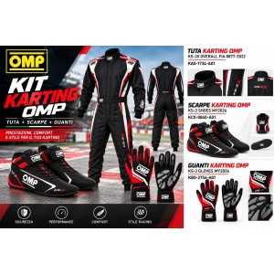 OMP Kit Abbigliamento Karting – Tuta, Scarpe e Guanti