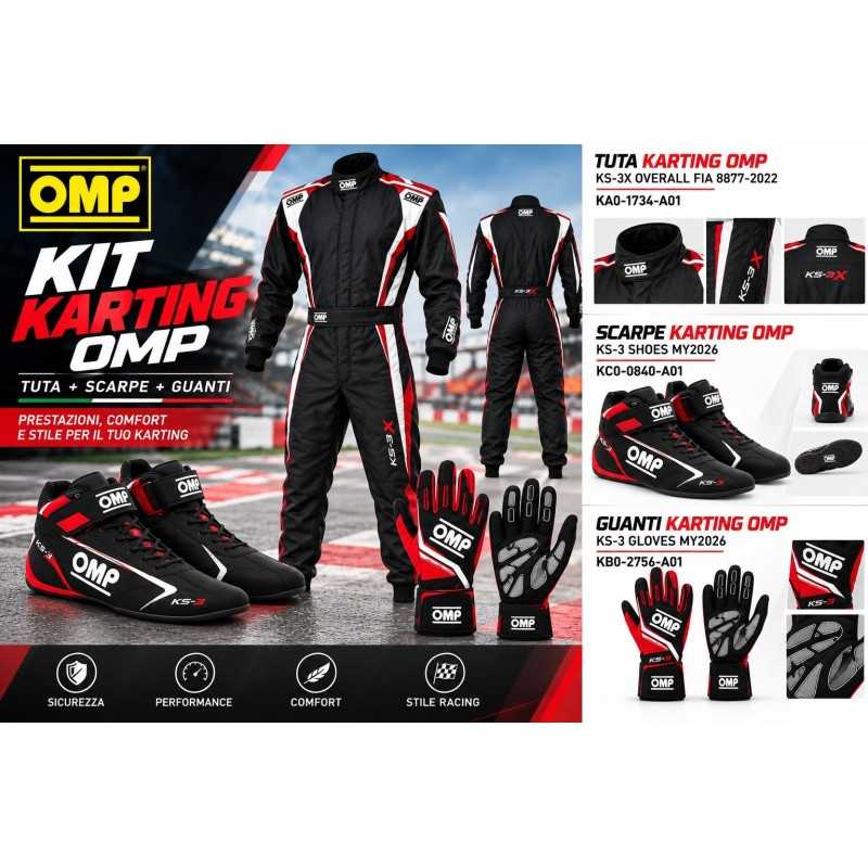 OMP Kit Abbigliamento Karting – Tuta, Scarpe e Guanti